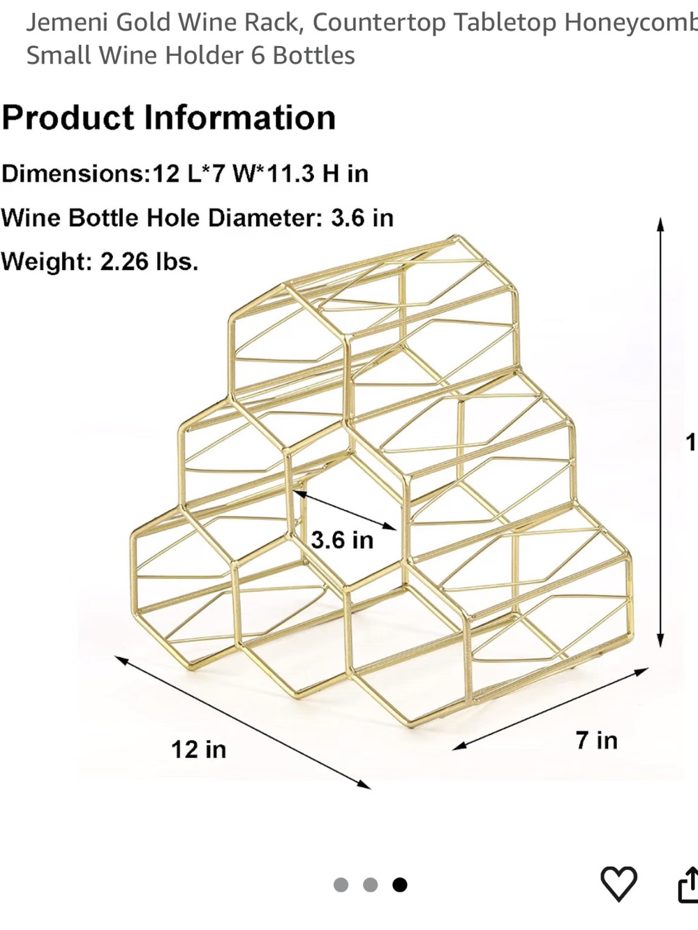 Gold Geometric Wine Rack - Picture 7 of 8